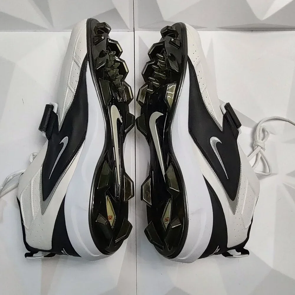 Nike Men's Football Cleats 18 White Black Shoe Lacrosse Air Zoom Boss Shark - Picture 9 of 11